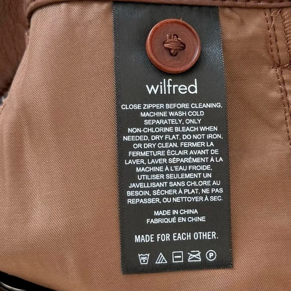 Aritzia Wilfred Rebel Vegan Leather Pants Brown Straight Leg Size 00 - Picture 10 of 13